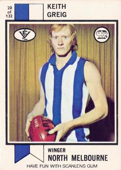 1974 Scanlens VFL #20 Keith Greig Front
